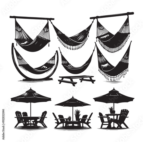Hammock icon set vector illustration