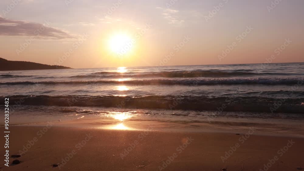 The sunset on the sea beach The sunset on the sea beach