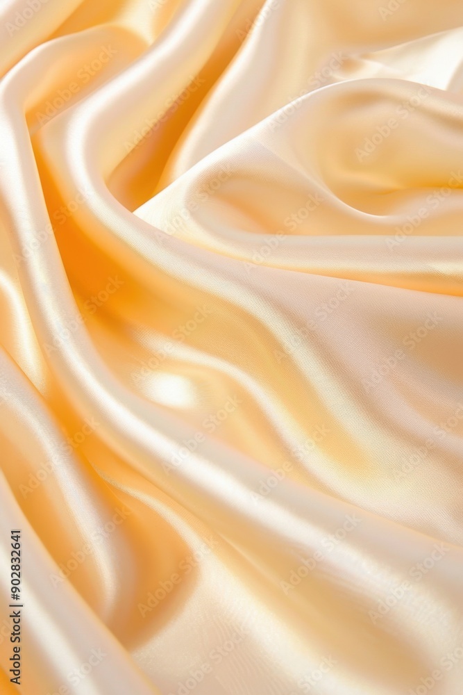 Close-up of luxurious satin fabric in beige Close-up of luxurious satin fabric in beige