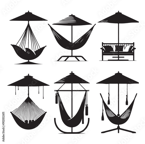 Hammock icon set vector illustration