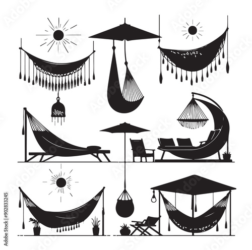 Hammock icon set vector illustration