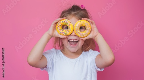 The girl holding donuts