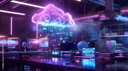 The floating neon cloud photo