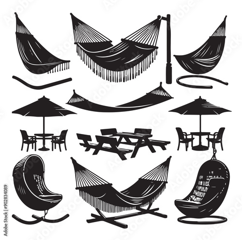 Hammock icon set vector illustration
