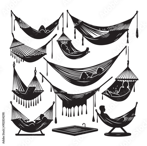 Hammock icon set vector illustration