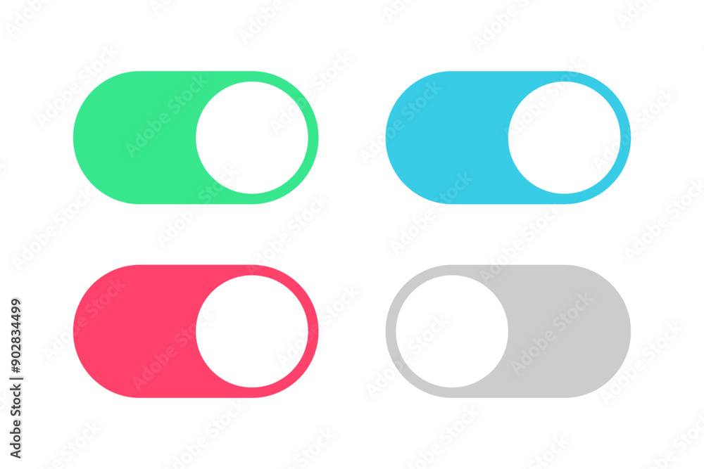 Set of simple app switches in different variation. User interfaces buttons. Vector icons in flat style Set of simple app switches in different variation. User interfaces buttons. Vector icons in flat style