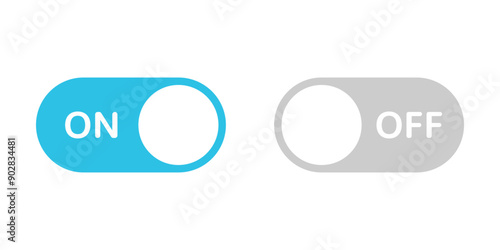 Set of simple isolated switches in different variation. User interfaces buttons. Vector icons in flat style
