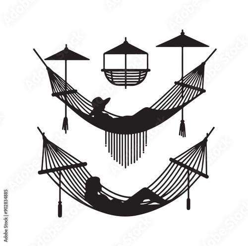 Hammock icon set vector illustration