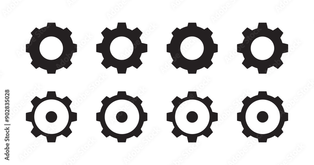Cogwheel and gear wheel black symbol on white background flat vector illustration.
Cogwheel and gear wheel black symbol on white background flat vector illustration.