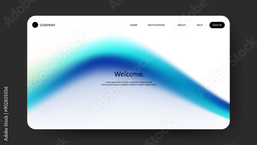 Abstract wave futuristic design of landing page. retro gradient mesh website design