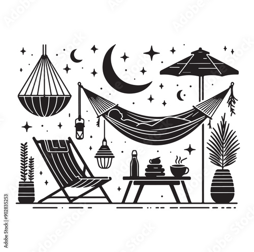 Hammock icon set vector illustration