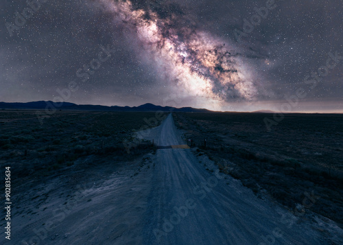 Milky Way core over a lonely desert road