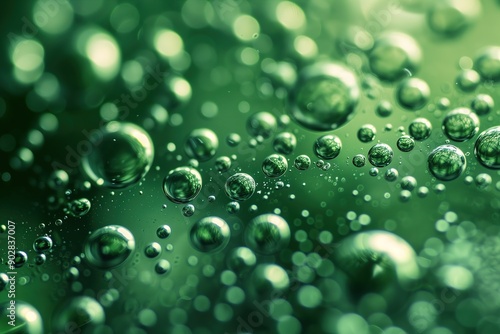 Abstract Green Background with Bubbles