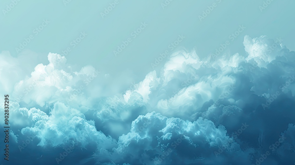 Naklejka premium A cloudy blue background with a gradient from dark to light blue, accented by soft, drifting clouds.