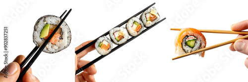 Obraz  z motywem Sushi, Japanese food. Transparent background