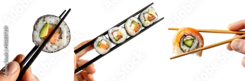 Obraz  z motywem Sushi, Japanese food. Transparent background