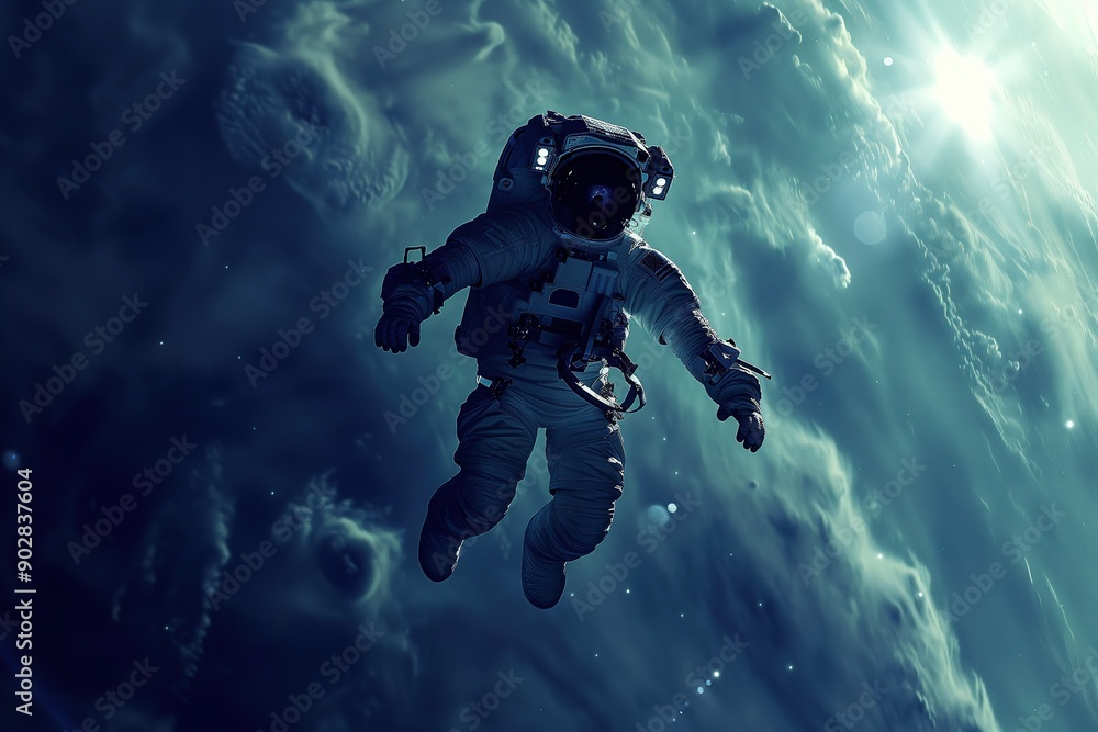 Astronaut Floating Above Planet Astronaut Floating Above Planet