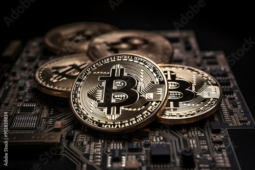 Cryptocurrency Coin in Dark Setting