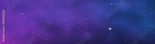 Night blue starry sky, purple galaxy background. Realistic starry sky with gradient. Milky way with shining stars. Night sky with light effect.