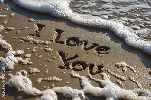I Love You Written in Sand on the Beach