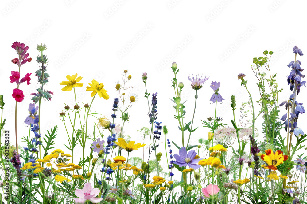 Fototapeta premium PNG Colorful wildflowers in bloom