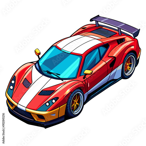 Isometric sports car with retro design. Vintage supercar isometric icon