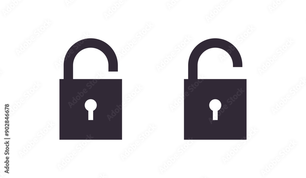 Locked and unlocked symbol padlock icon flat vector illustration.
Locked and unlocked symbol padlock icon flat vector illustration.