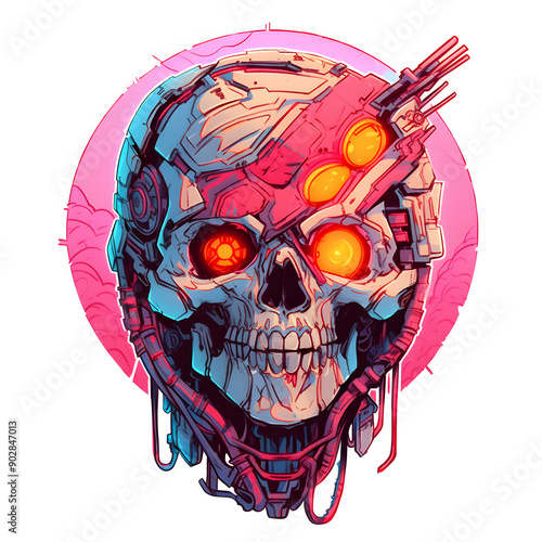 Creepy mummy head mechanical cyborg mecha robot illustration photo