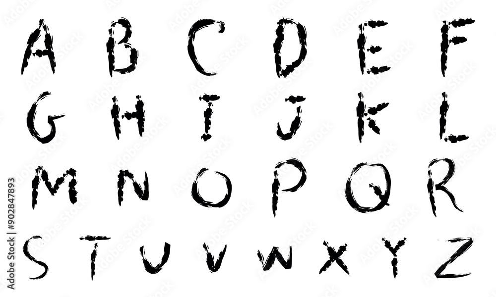 vector handwritten alphabet set of black capital letters vector handwritten alphabet set of black capital letters