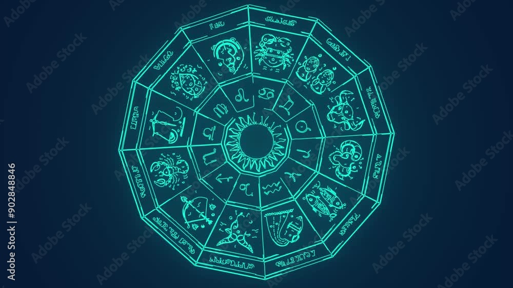 horoscope zodiac symbols and name in chakra spiritual circle astrological wheel animation horoscope zodiac symbols and name in chakra spiritual circle astrological wheel animation