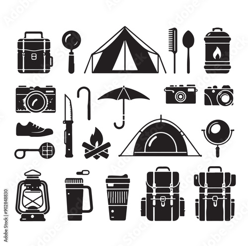 Hammock icon set vector illustration