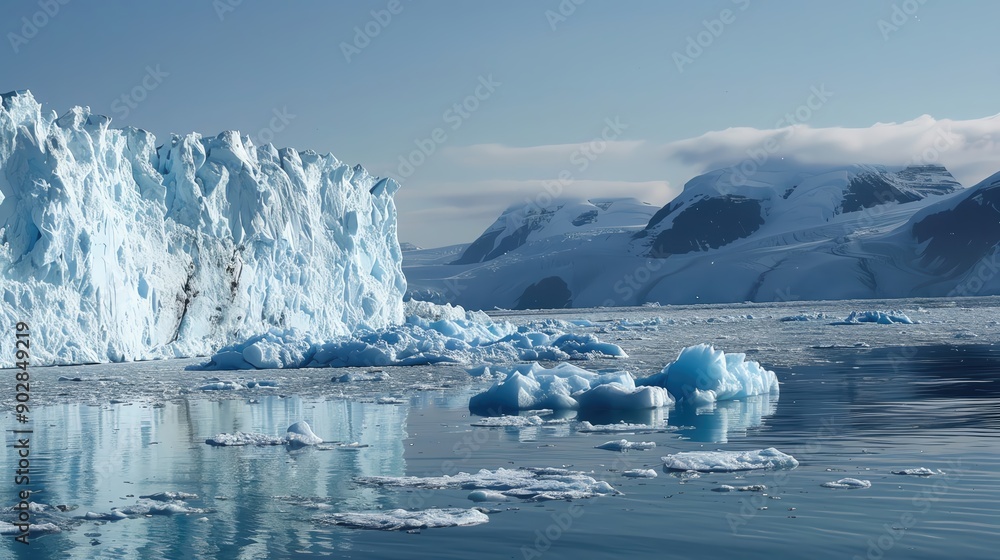 Massive iceberg floating in a glacial landscape Massive iceberg floating in a glacial landscape