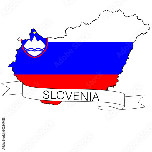 flag map of slovenia, name in letters