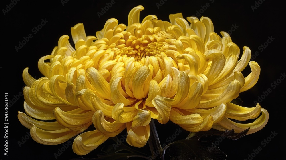 Delicate object placed on a lemon-colored chrysanthemum flower, highlighting the flower's vibrant color and intricate petals. Delicate object placed on a lemon-colored chrysanthemum flower, highlighting the flower's vibrant color and intricate petals.