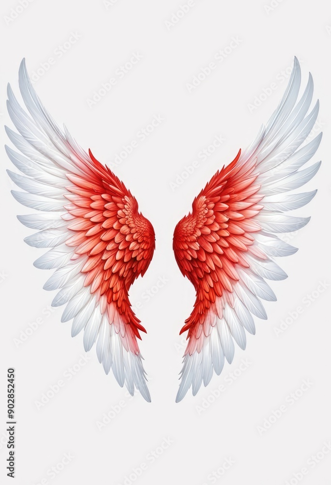 Fototapeta premium Red and White Angel Wings