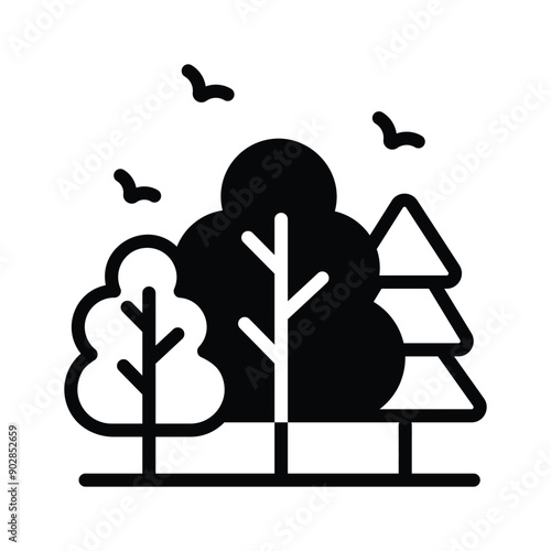 Explore lush creativity with our vibrant forest Trees Vector Icon