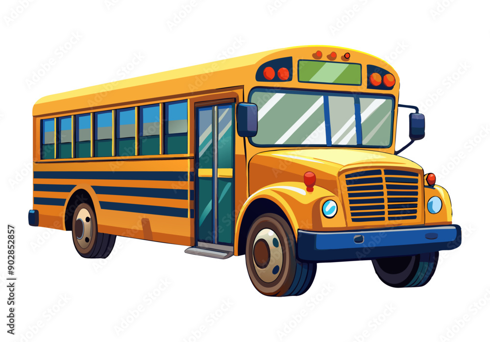 School bus for transportation of happy kids. Yellow bus, ready to drive children to school School bus for transportation of happy kids. Yellow bus, ready to drive children to school