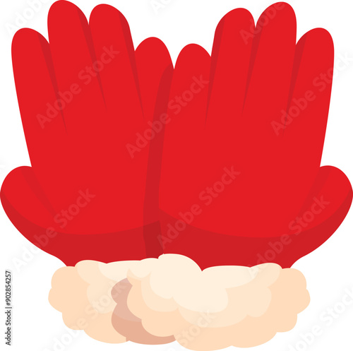 Red winter gloves with fur, keeping hands warm during cold weather, cozy and comfortable winter accessory