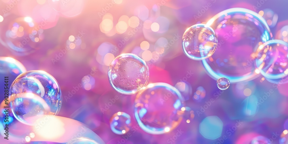 3d floating liquid soap bubbles in holograph. Ai generation. 3d floating liquid soap bubbles in holograph. Ai generation.
