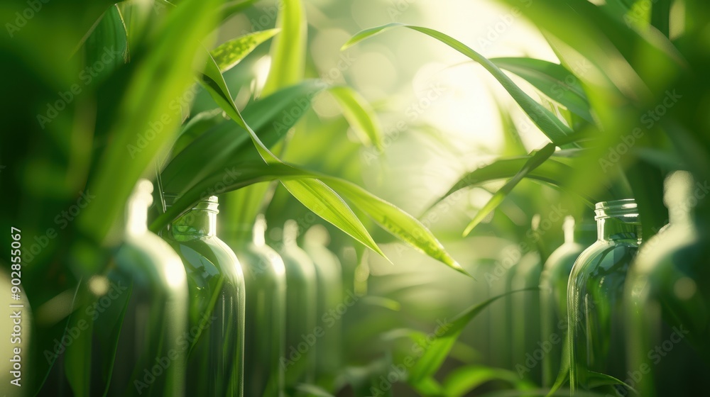 A surreal view of biotech engineers in bio-secure suits cultivating genetically modified crops A surreal view of biotech engineers in bio-secure suits cultivating genetically modified crops