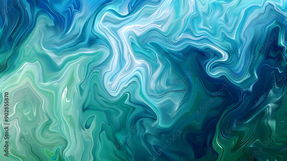 Colorful abstract swirls of blue and green create a fluid, mesmerizing pattern that evokes feelings of calmness and serenity Colorful abstract swirls of blue and green create a fluid, mesmerizing pattern that evokes feelings of calmness and serenity