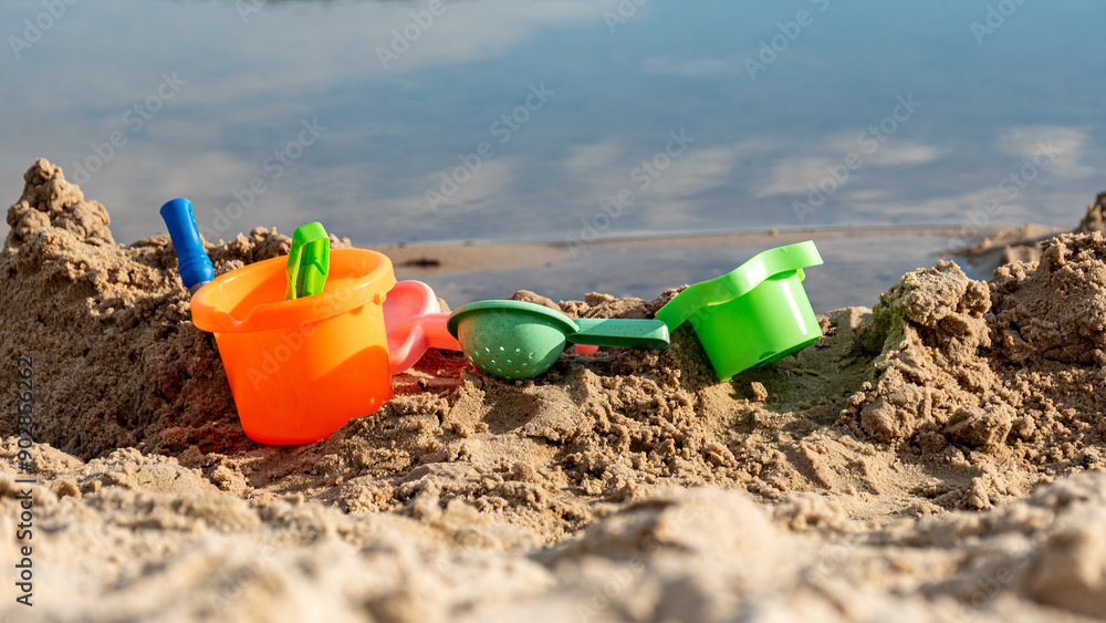 children's plasma toys on the beach, water and sand toys, summer children's plasma toys on the beach, water and sand toys, summer