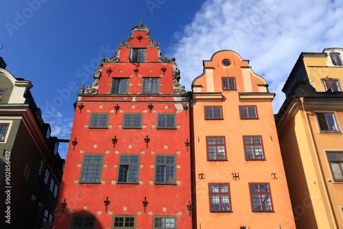 Photography Stockholm city Stortorget square on sunny day