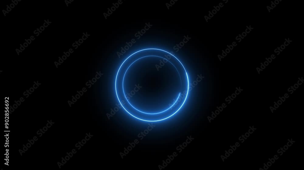 Abstract neon circle loading frame animation on black background. Abstract neon circle loading frame animation on black background.