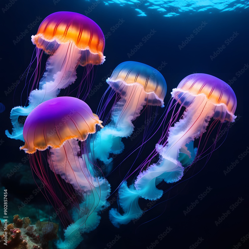 Photos of a jellyfish, with a blurry background, suitable for wallpaper or background. Photos of a jellyfish, with a blurry background, suitable for wallpaper or background.