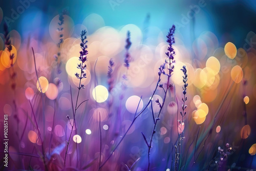 Wildflower grass in autumn meadow