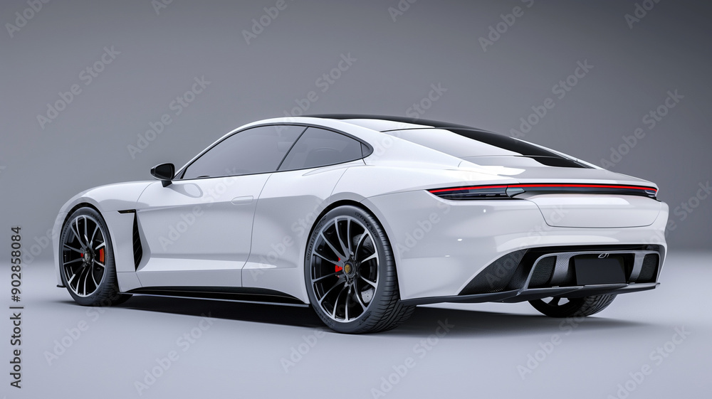 modern white premium car in studio light modern white premium car in studio light