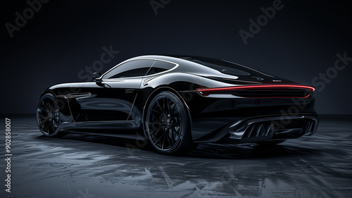 modern black premium car in studio light