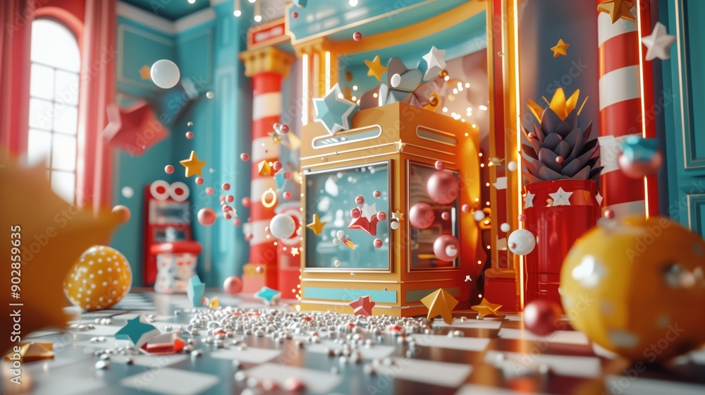 A vibrant and playful playroom filled with an array of toys and decorations. A vibrant and playful playroom filled with an array of toys and decorations.