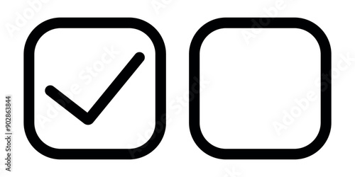 Checkbox outline style icon vector set, check mark checked unchecked icon vector set isolated on white background.